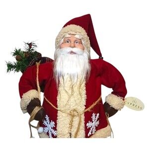 Vtg Christmas Woodland Santa Claus 20" Standing Figure Cypress Home Hallmark NOS